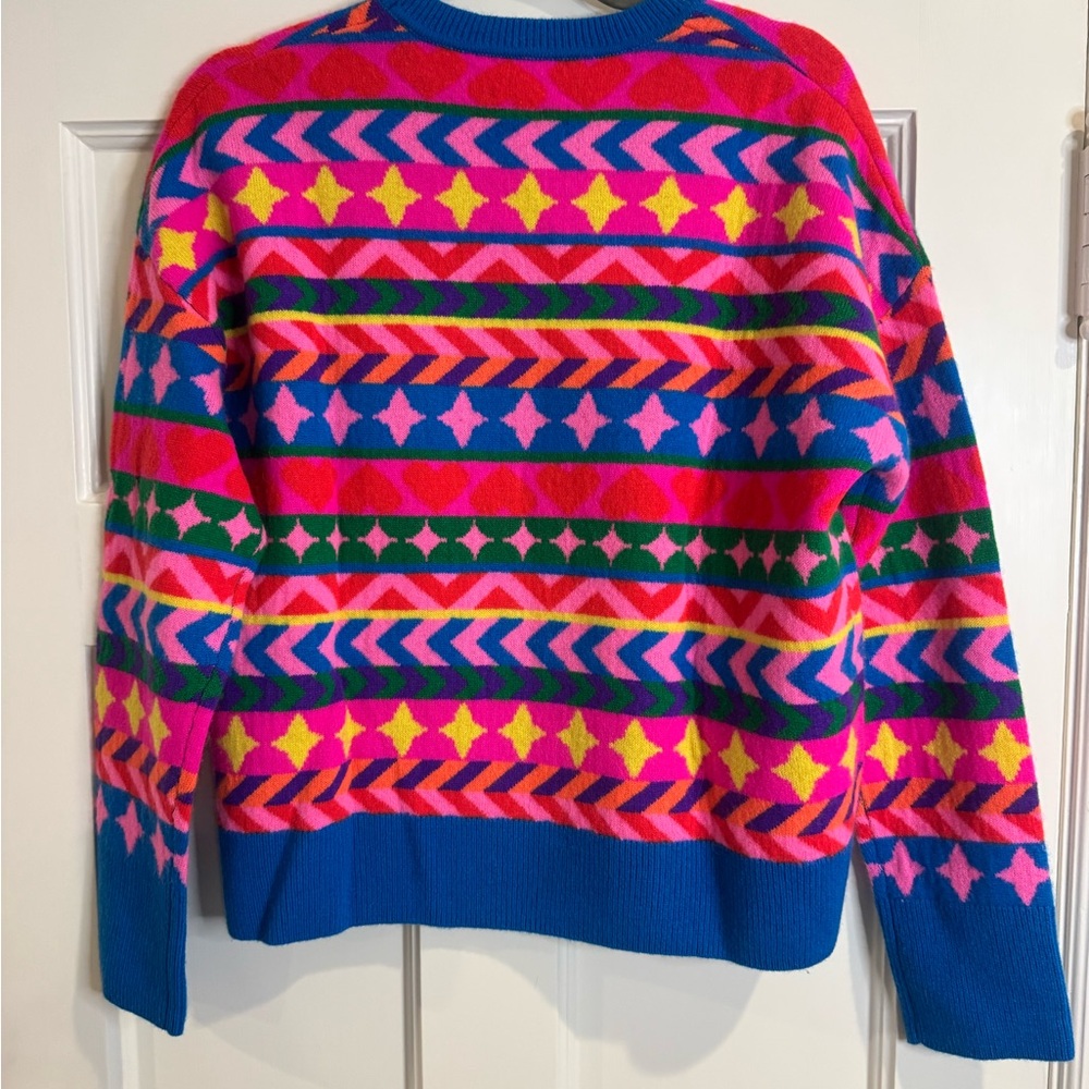 Vibrant Multicolor Patterned Cashmere Sweater - image 6